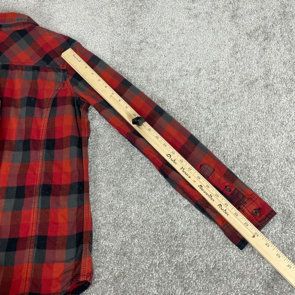 Carhartt Flannel Shirt Womens Small 4 6 Red Black Plaid Button Up - Picture 10 of 12